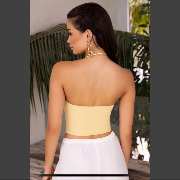 BRAND NEW OH POLLY TWIST KNOT HALTER TOP IN YELLOW - Picture 6 of 7